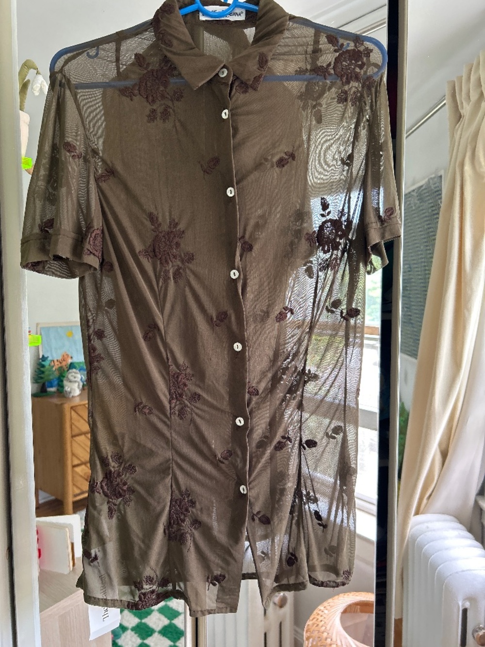 Dolce and Gabbana Vintage 90s sheer rose blouse